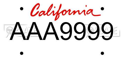 AAA9999 California License Plate