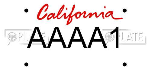 AAAA1 California License Plate