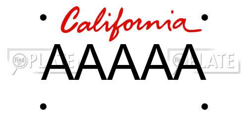 AAAAA California License Plate