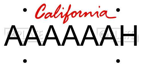 AAAAAAH California License Plate
