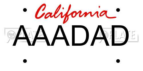 AAADAD California License Plate