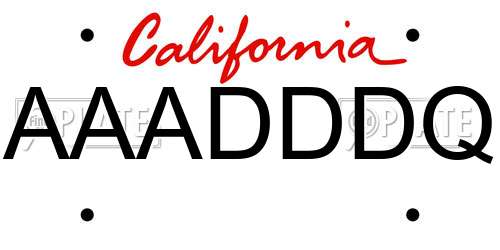 AAADDDQ California License Plate
