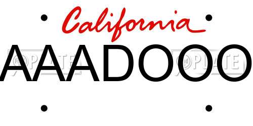AAADOOO California License Plate