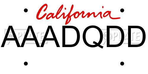AAADQDD California License Plate