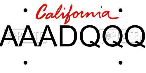 AAADQQQ California License Plate