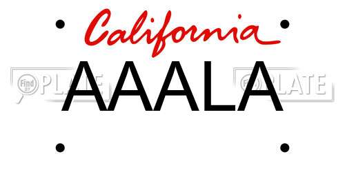 AAALA California License Plate