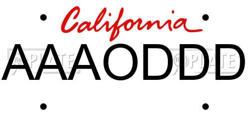 AAAODDD California License Plate
