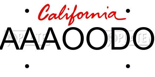 AAAOODO California License Plate