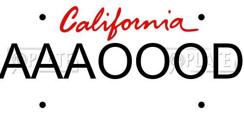 AAAOOOD California License Plate