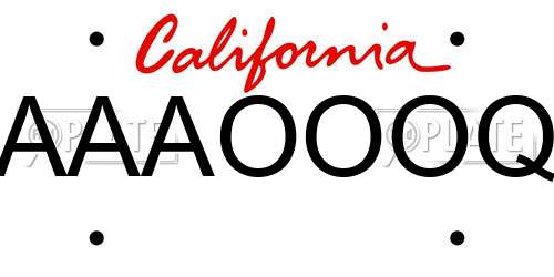 AAAOOOQ California License Plate
