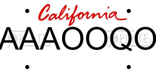 AAAOOQO California License Plate