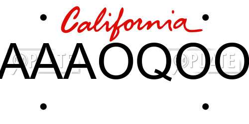 AAAOQOO California License Plate