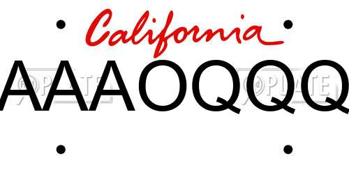 AAAOQQQ California License Plate