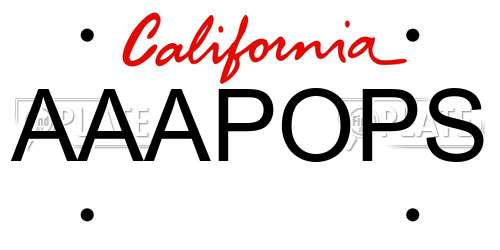 AAAPOPS California License Plate