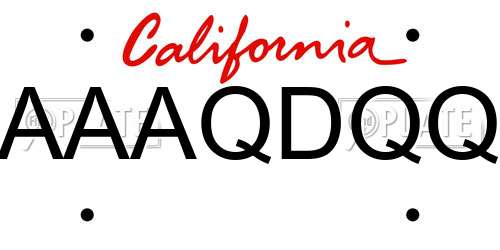 AAAQDQQ California License Plate