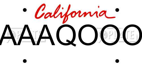 AAAQOOO California License Plate