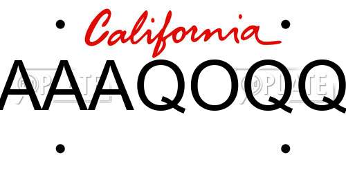 AAAQOQQ California License Plate