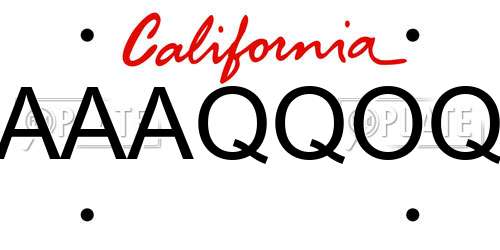 AAAQQOQ California License Plate