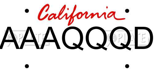 AAAQQQD California License Plate