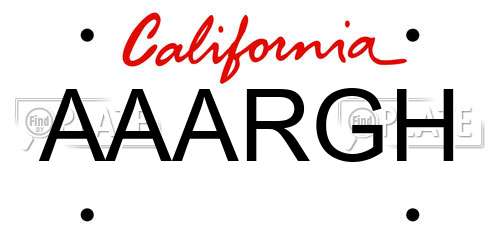 AAARGH California License Plate