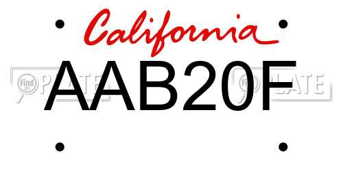 AAB20F California License Plate