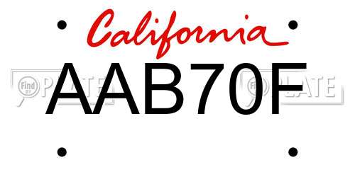 AAB70F California License Plate