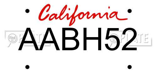 AABH52 California License Plate