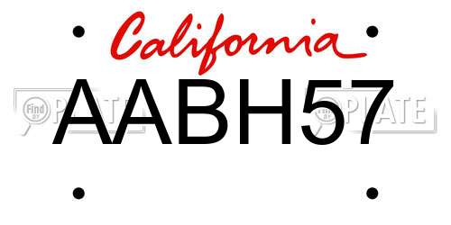 AABH57 California License Plate