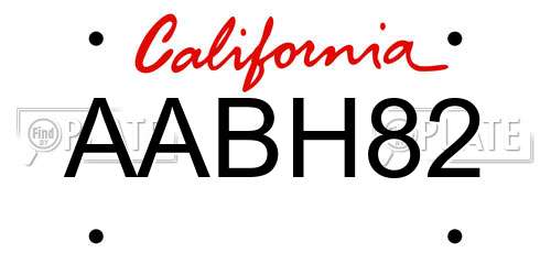AABH82 California License Plate