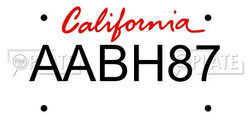 AABH87 California License Plate