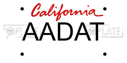 AADAT California License Plate