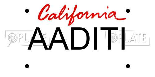 AADITI California License Plate