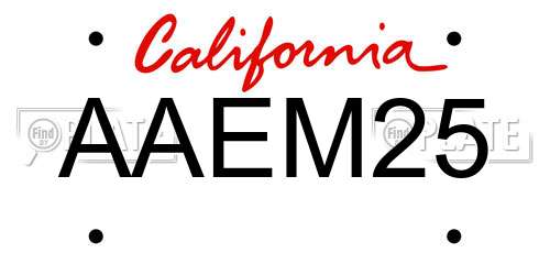AAEM25 California License Plate