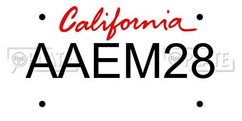 AAEM28 California License Plate
