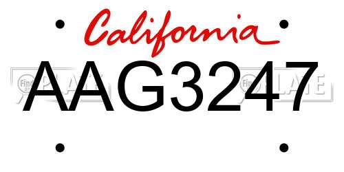 AAG3247 California License Plate