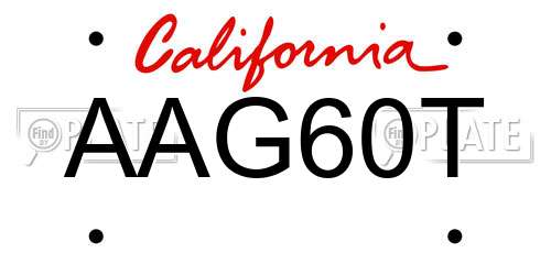 AAG60T California License Plate