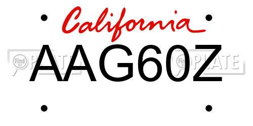 AAG60Z California License Plate