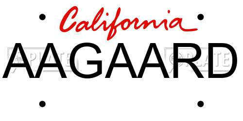 AAGAARD California License Plate