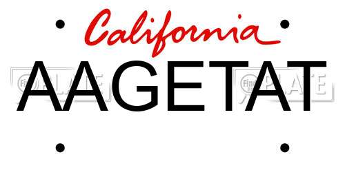 AAGETAT California License Plate