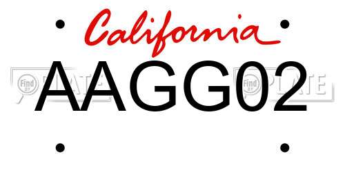 AAGG02 California License Plate