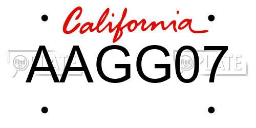 AAGG07 California License Plate