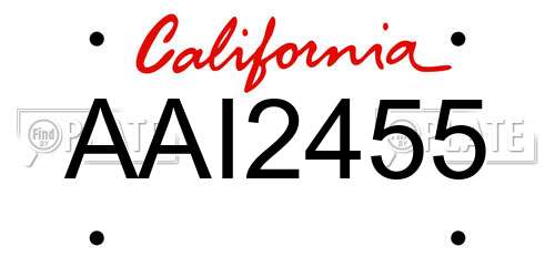 AAI2455 California License Plate