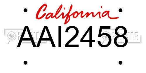 AAI2458 California License Plate