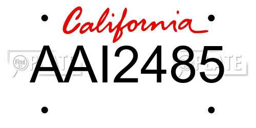 AAI2485 California License Plate