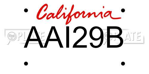 AAI29B California License Plate