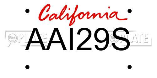 AAI29S California License Plate