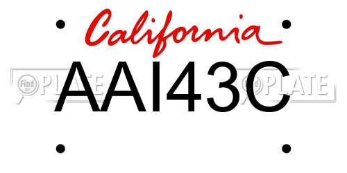 AAI43C California License Plate