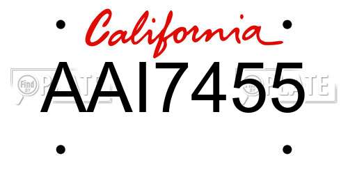 AAI7455 California License Plate