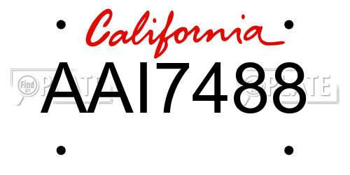 AAI7488 California License Plate