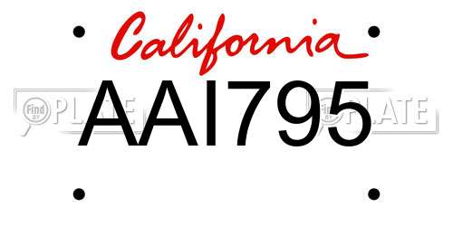 AAI795 California License Plate